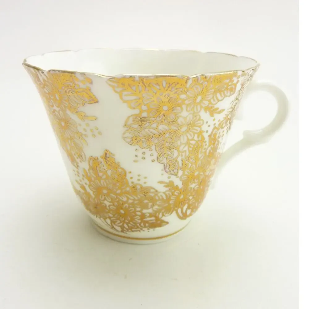 Vintage Colclough Bone China Teacup Gold Floral Pattern 1940s Tea Cup England